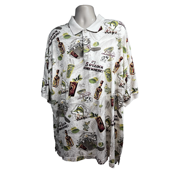Big Dogs Other - Big Dogs Men All Over Print Polo Shirt 3X Tiki Cocktails Its 5 O'Clock Somewhere